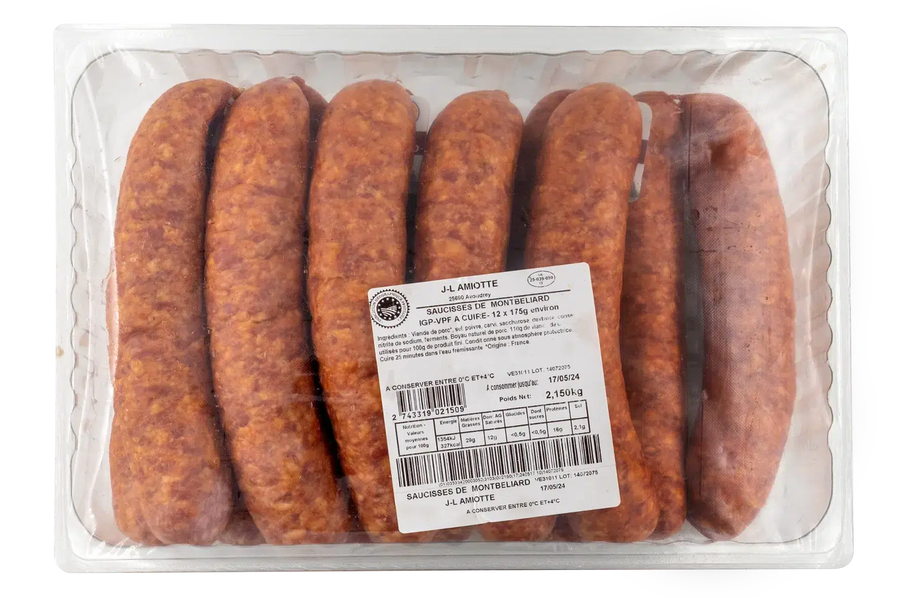 Saucisse Monbeliard IGP X 12